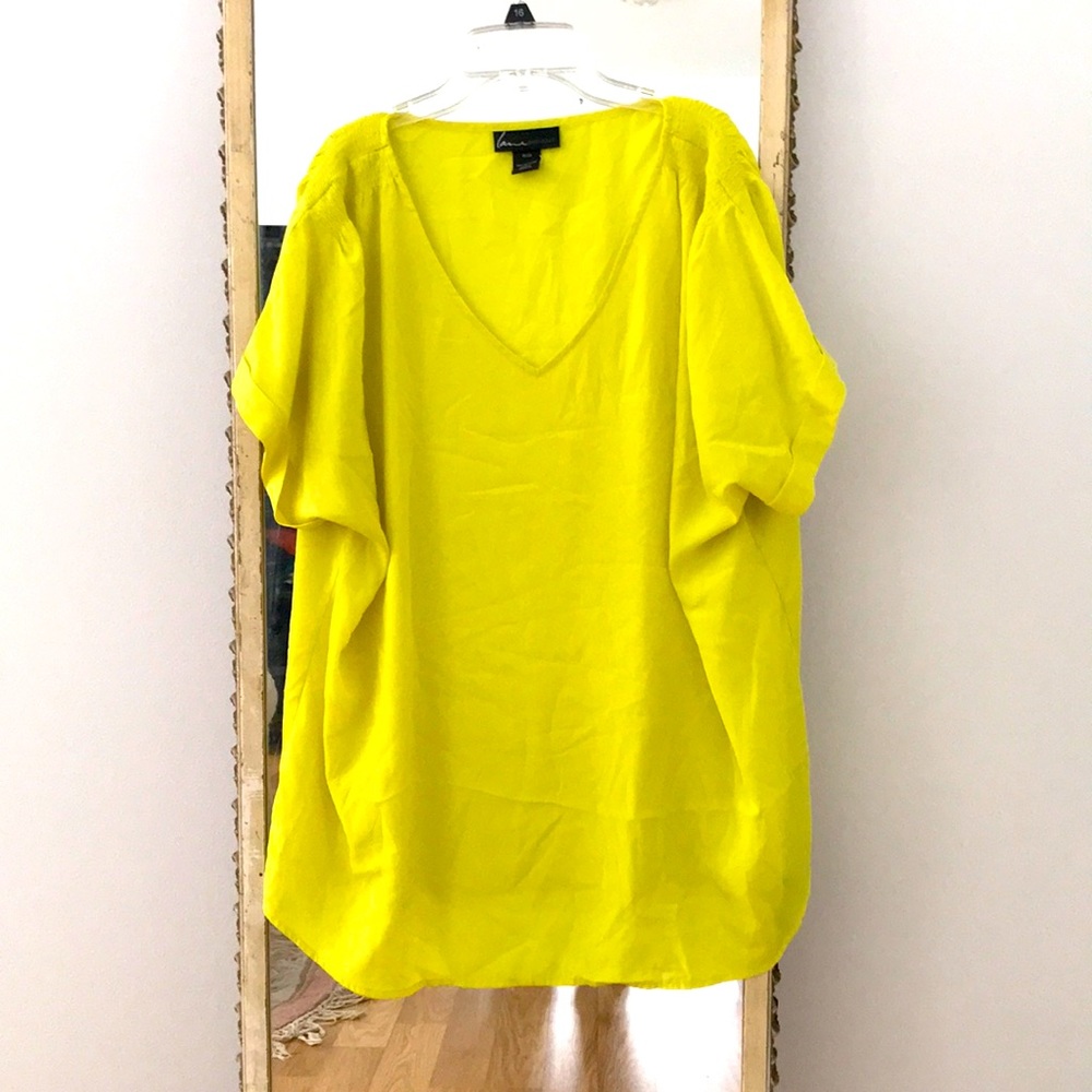 Lime Yellow V-Neck Lane Bryant Blouse